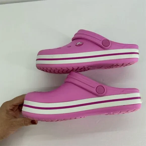 Crocs Crocband Girls Size 3 Pink Clogs Sandals Casual Shoes - Picture 7 of 11
